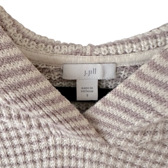 J. Jill beachy coastal lilac and cream knit hoodie sweater Small - Picture 10 of 13